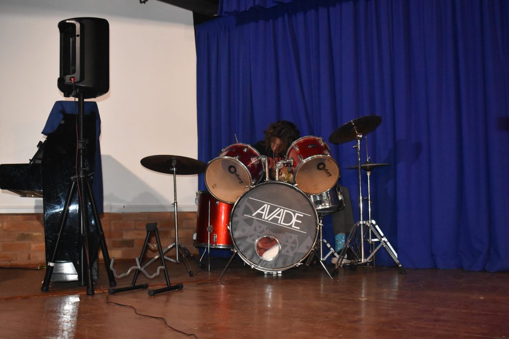 The band set up on stage for the Roseway Showcase