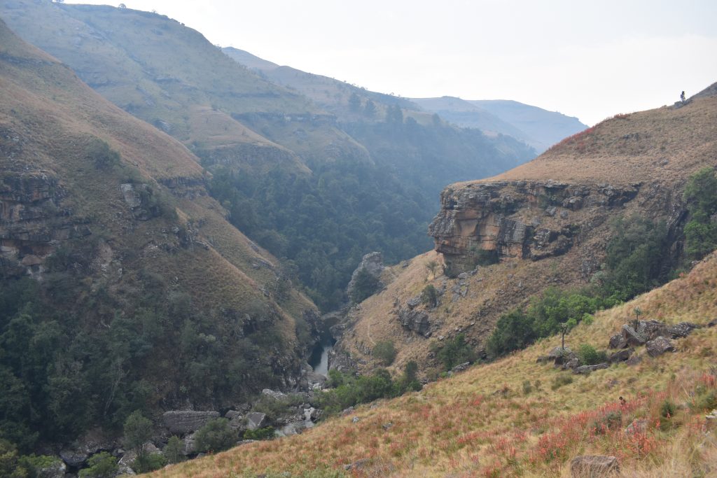 A river valley in the Drakensberg seen from the hiking trail