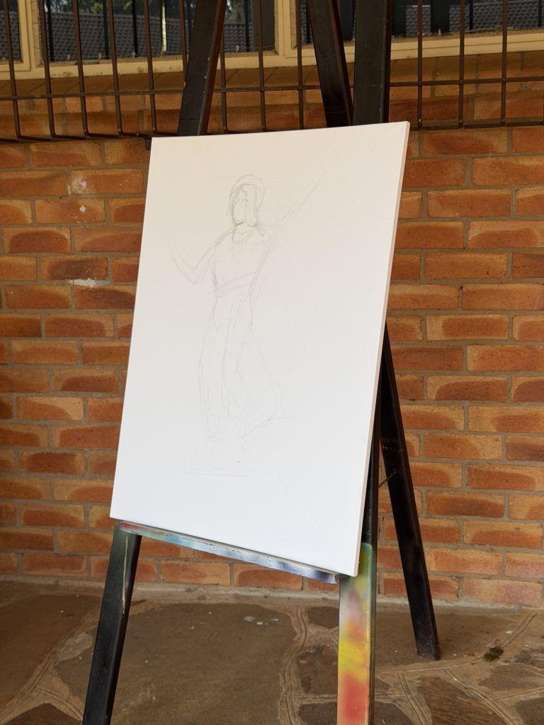 A blank canvas ready for the community painting
