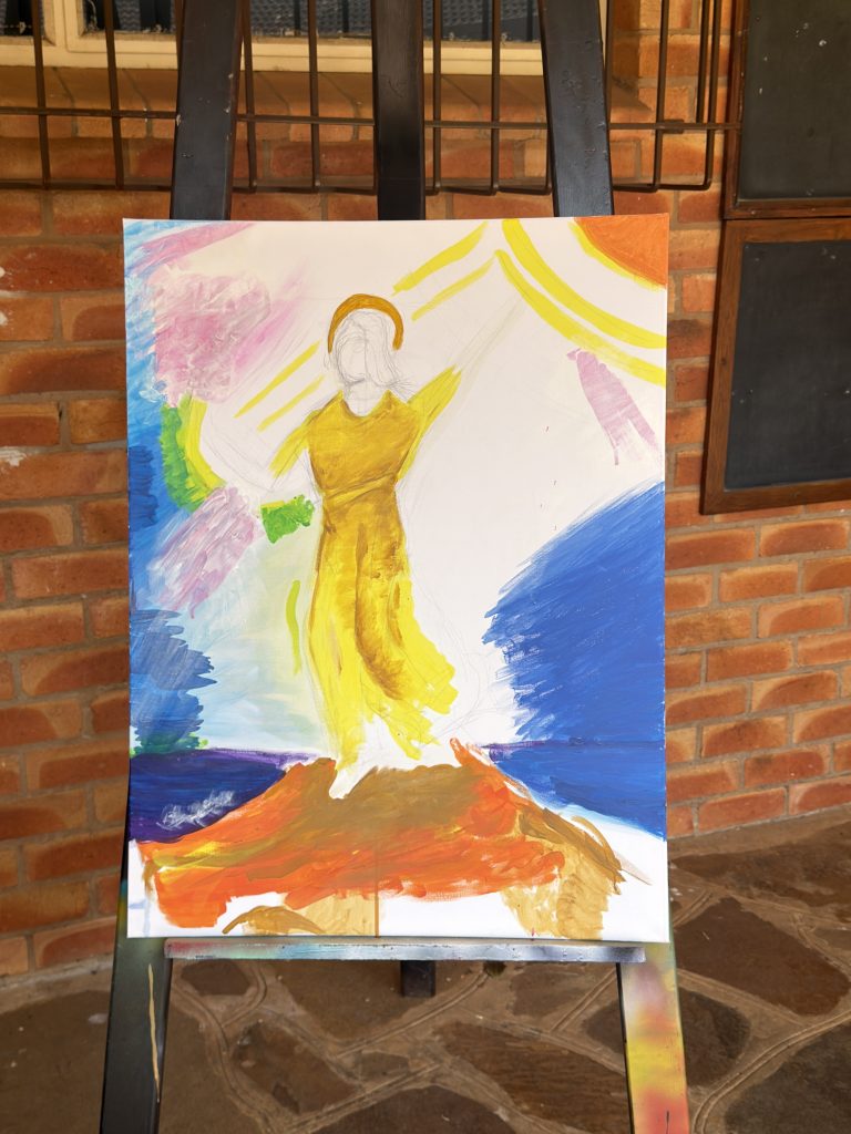 The community painting at the end of the day